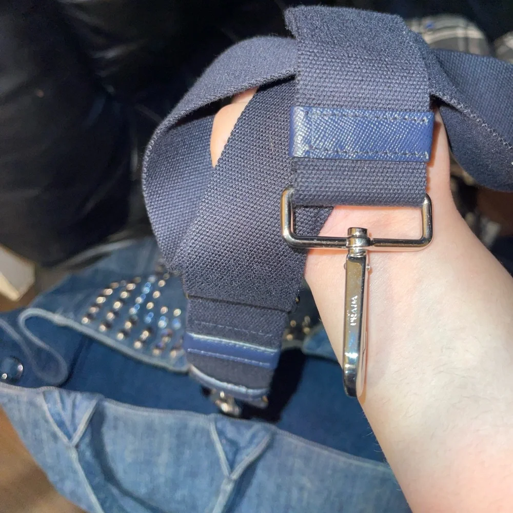 Prada Denim Blue Studded Tote Bag - Picture 7 of 16